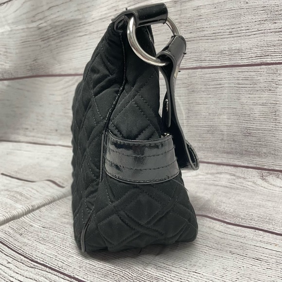 Vera Bradley Black Quilted Microfiber Shoulder Bag with Patented Leather Strap - Picture 13 of 14